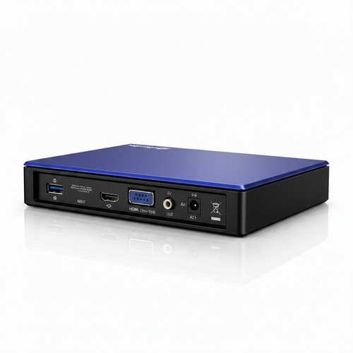 vSeeBox V6 Plus Android TV Box rear angle view on white background