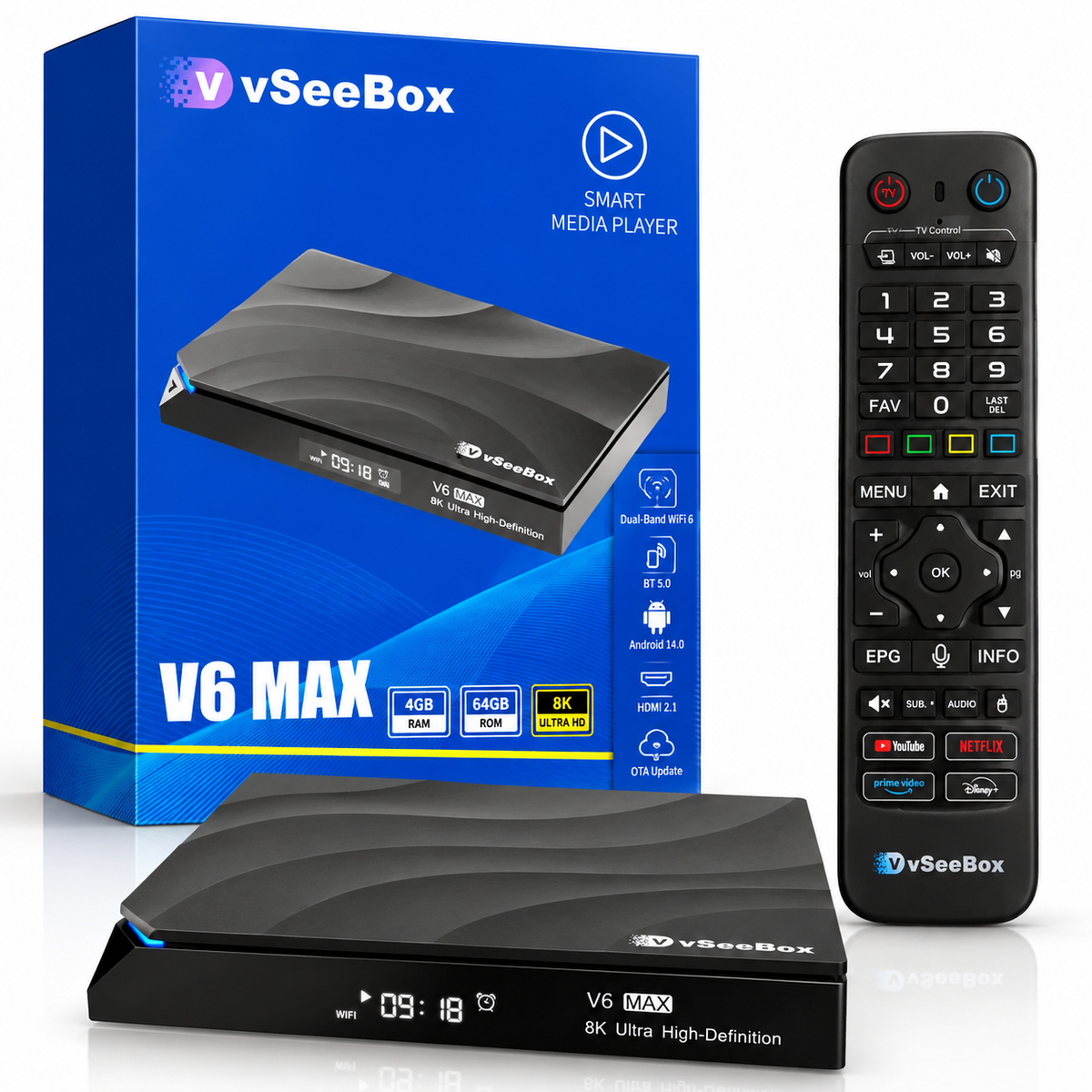 vSeeBox V6 Max Media Device - Authorized Distributor - Free Same Day Shipping